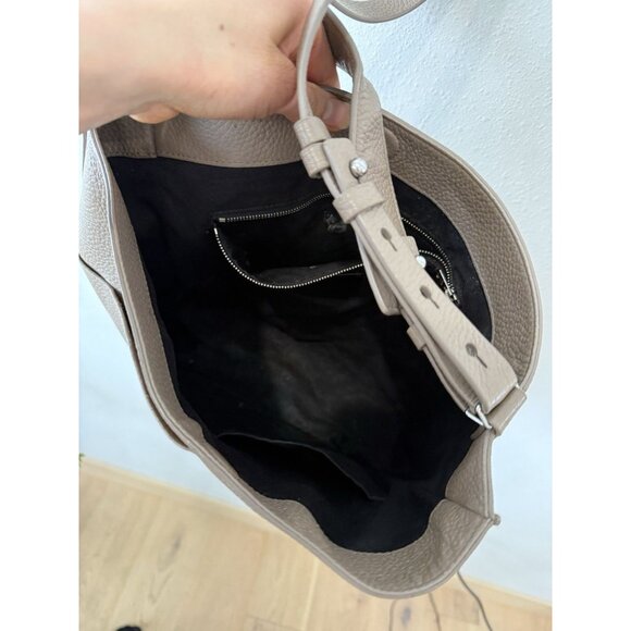 AllSaints Crossbody Taupe Gray Leather Crossbody Arm Tote Bag Purse All Saints - Picture 9 of 14
